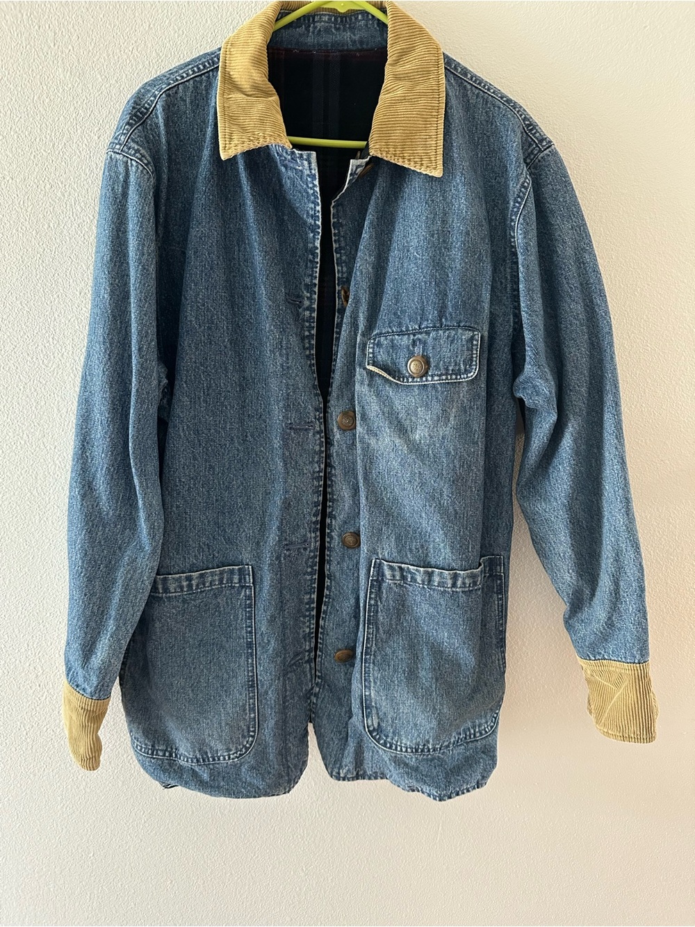 Vintage-Inspired Denim Jacket chore coat with flannel lining